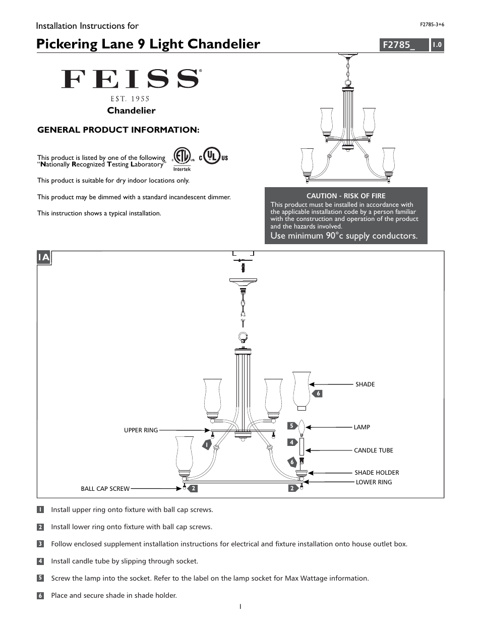 Feiss F2785-3+6 User Manual | 4 pages