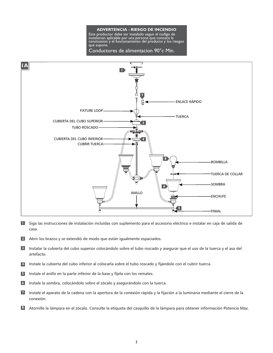 Conductores de alimentacion 90°c min | Feiss F2822-3-6 User Manual | Page 3 / 4
