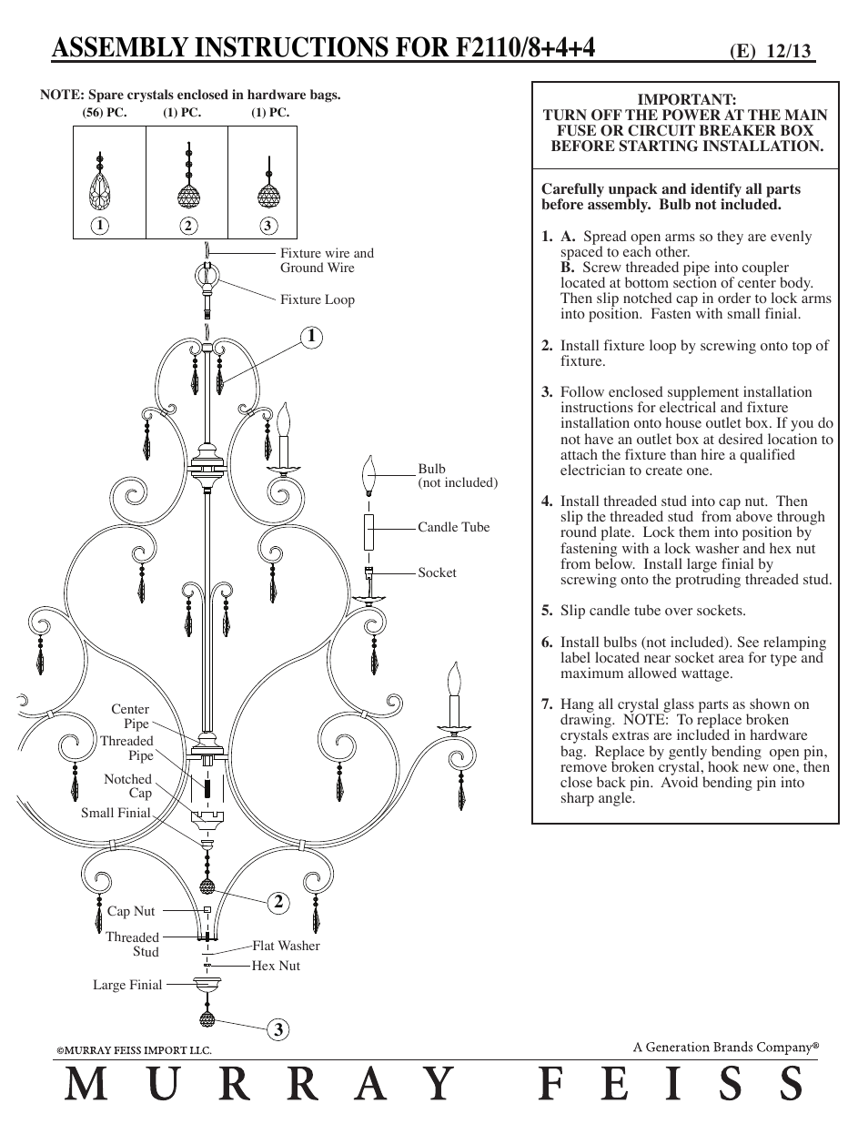 Feiss F2110-8+4+4 User Manual | 3 pages