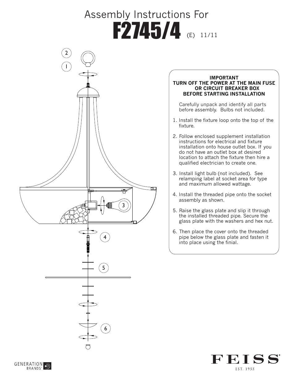 Feiss F2745 User Manual | 1 page