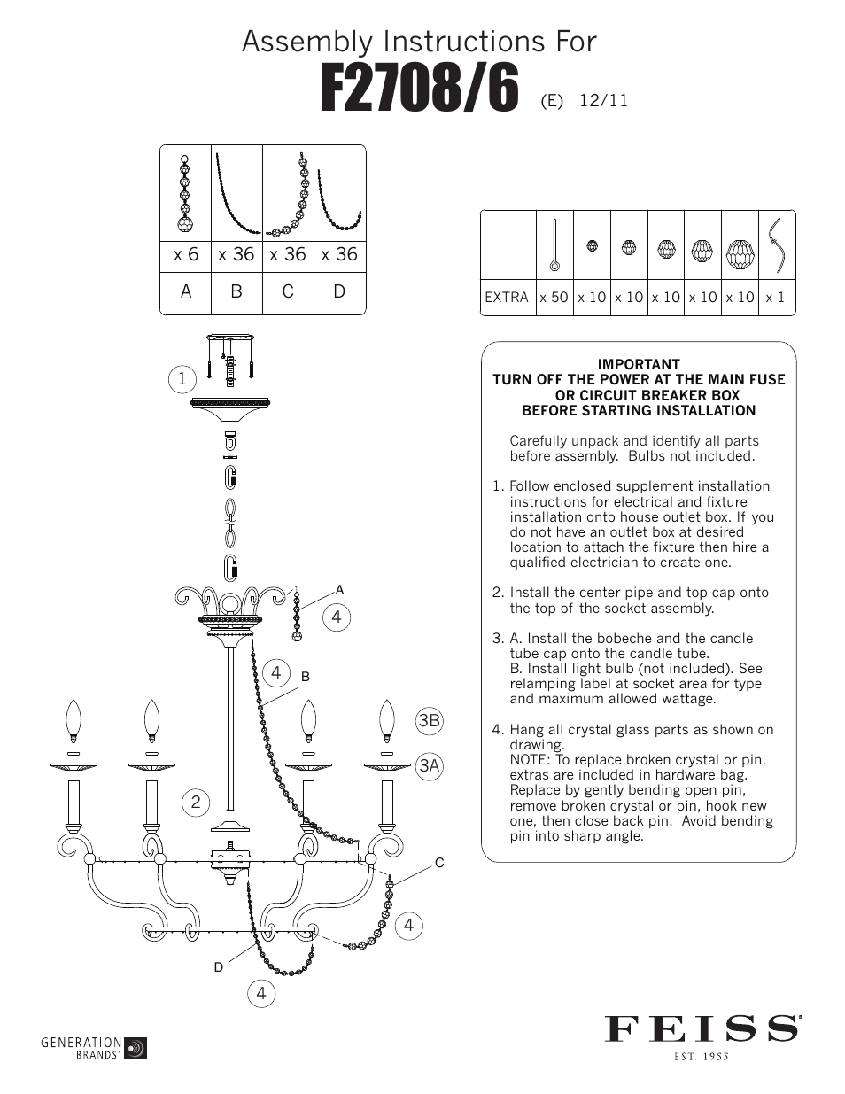Feiss F2708 User Manual | 1 page