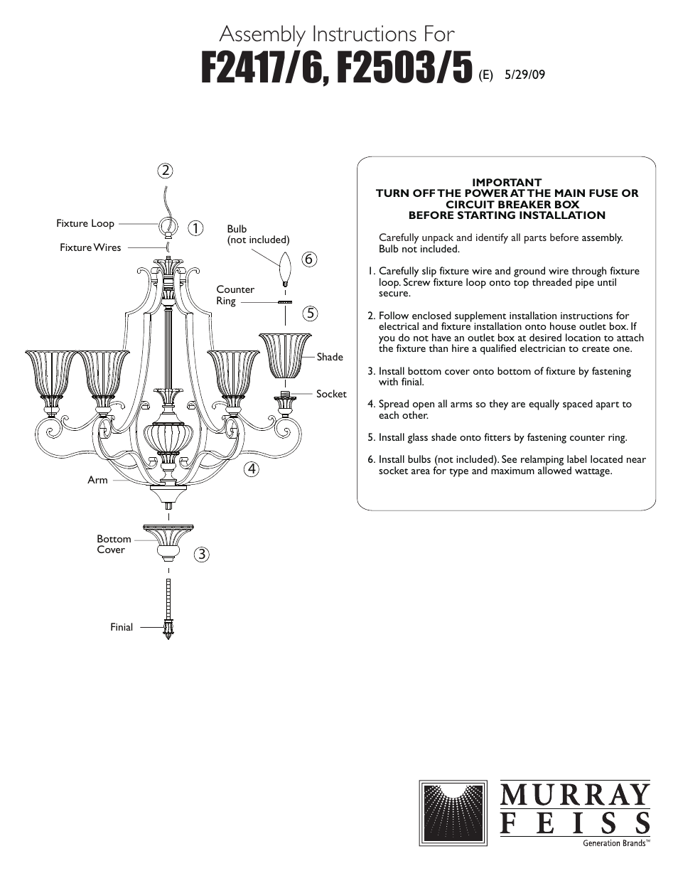 Feiss F2417 User Manual | 1 page