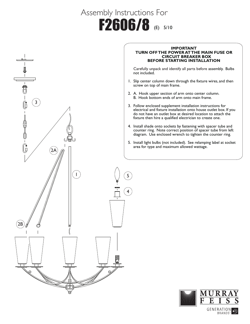 Feiss F2606 User Manual | 1 page