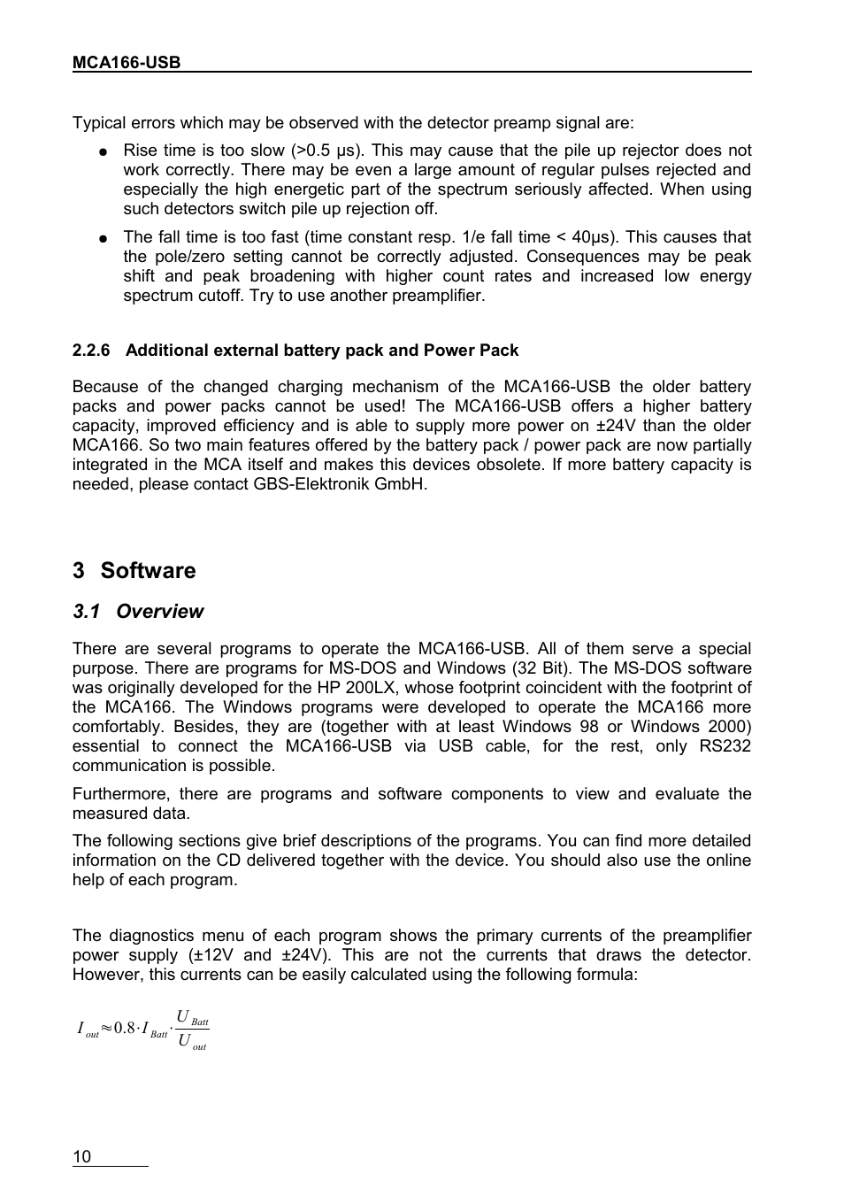 6additional external battery pack and power pack, 3software, 1overview | 3 software, 1 overview | GBS Elektronik MCA166-USB User Manual | Page 10 / 72