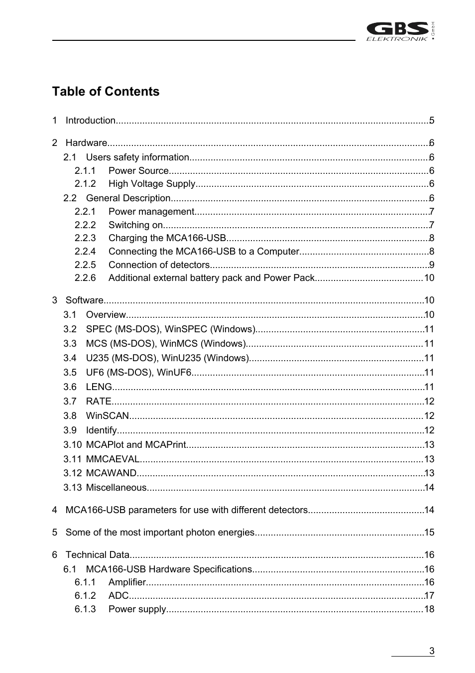 GBS Elektronik MCA166-USB User Manual | Page 3 / 72