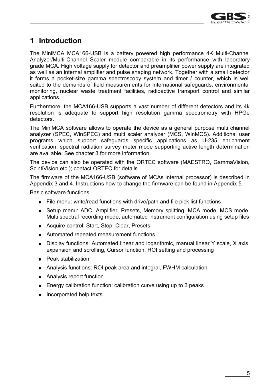 1introduction, 1 introduction | GBS Elektronik MCA166-USB User Manual | Page 5 / 72