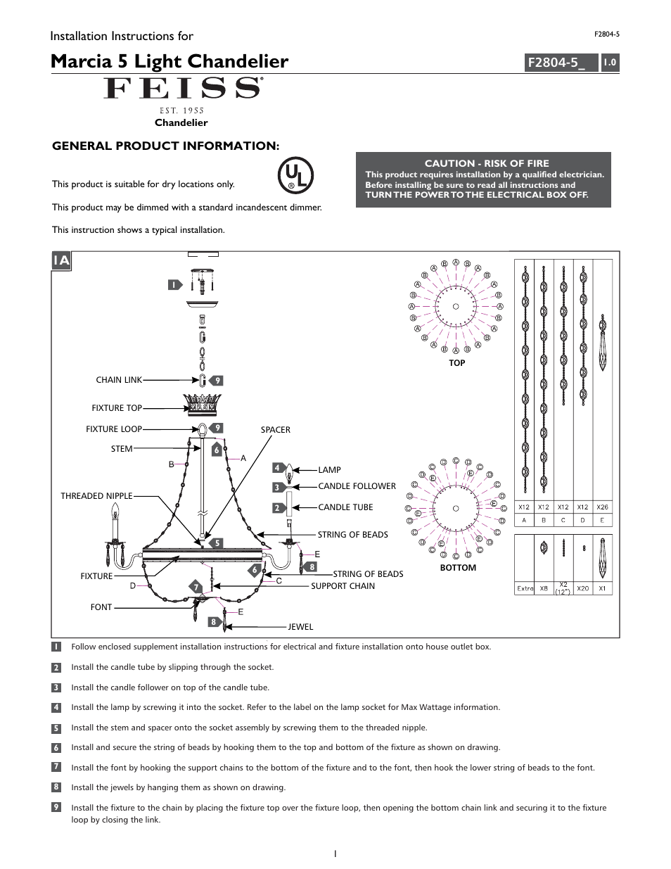Feiss F2804-5 User Manual | 4 pages