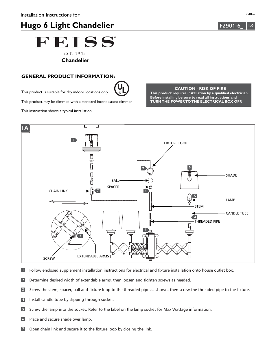 Feiss F2901-6 User Manual | 4 pages