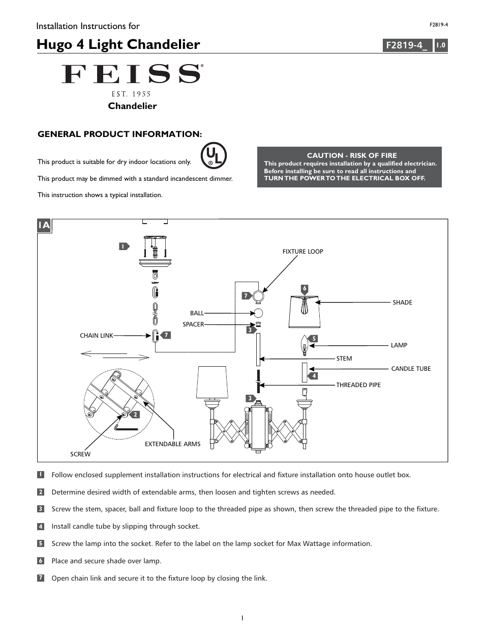 Feiss F2819-4 User Manual | 4 pages