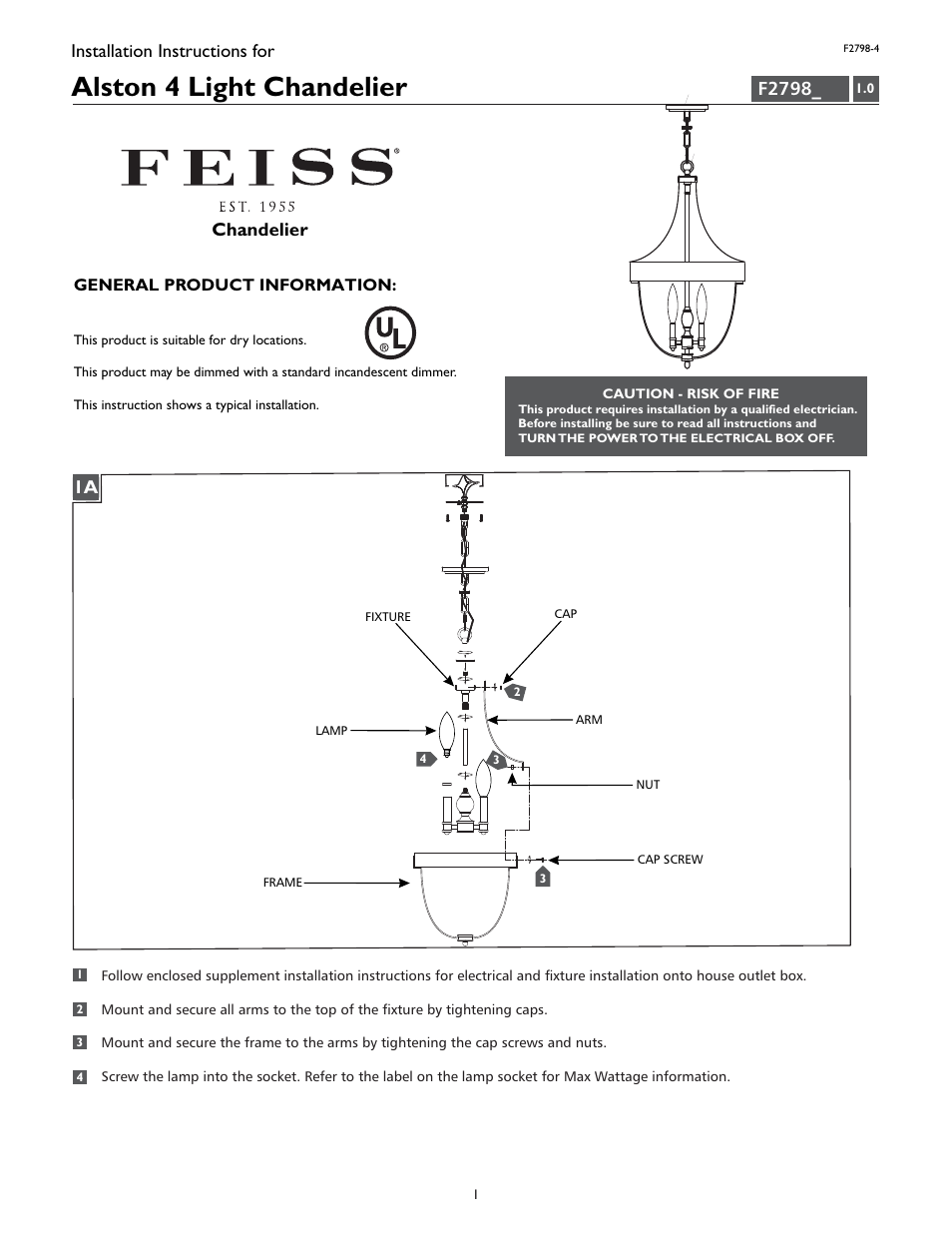 Feiss F2798-4 User Manual | 4 pages