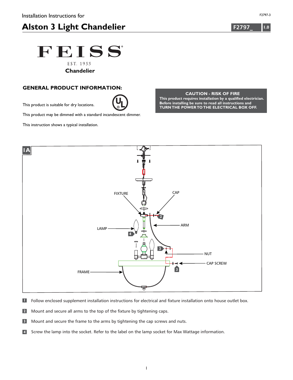 Feiss F2797-3 User Manual | 4 pages