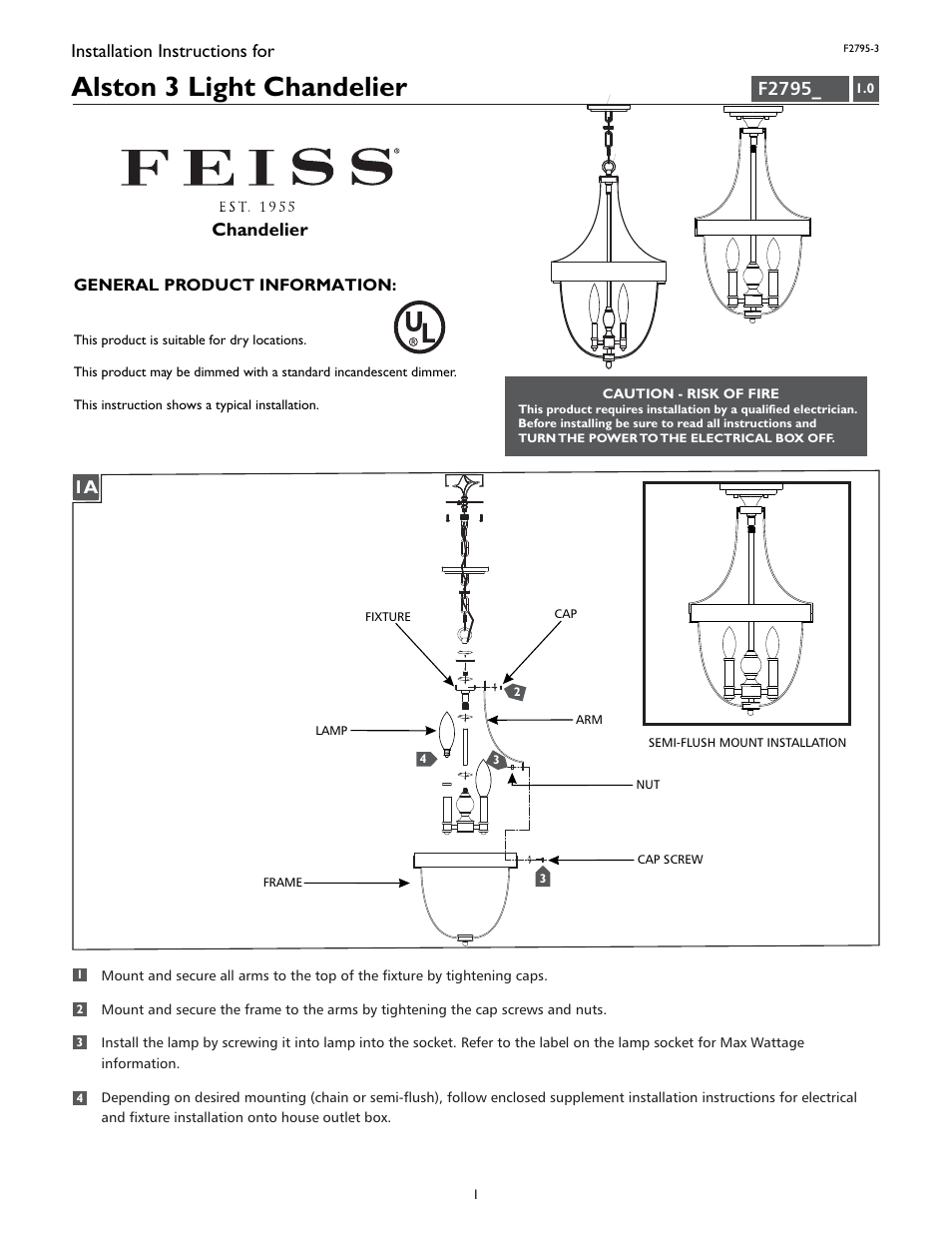 Feiss F2795-3 User Manual | 4 pages