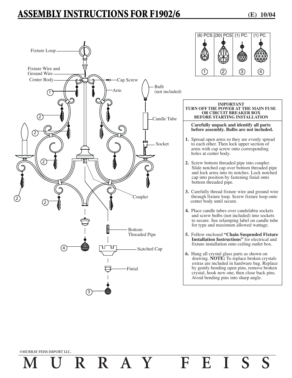 Feiss F1902 User Manual | 1 page