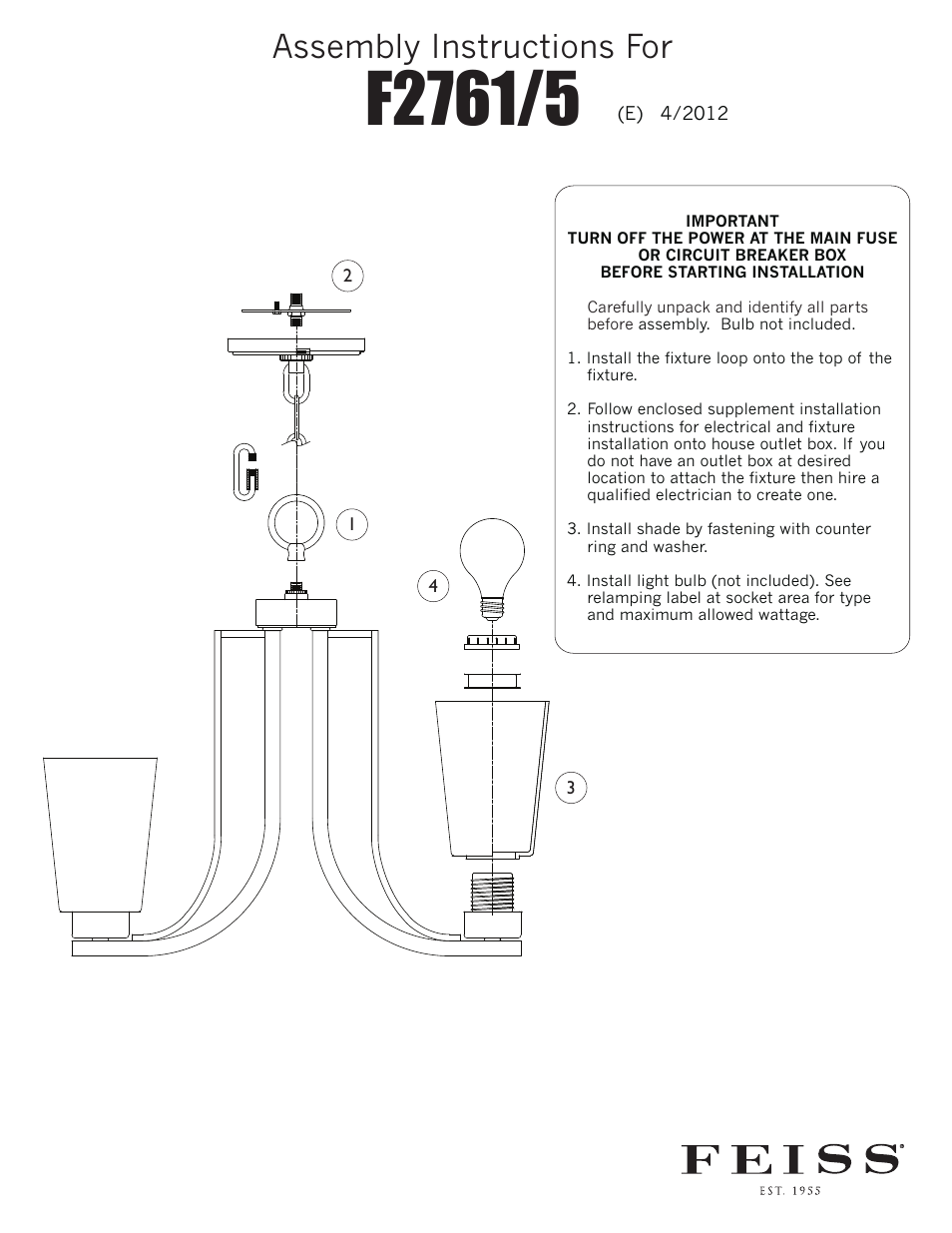 Feiss F2761 User Manual | 1 page