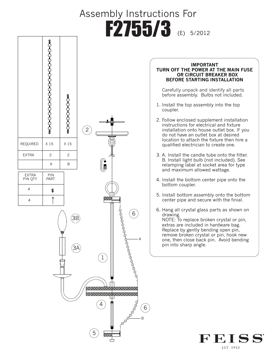 Feiss F2755 User Manual | 1 page