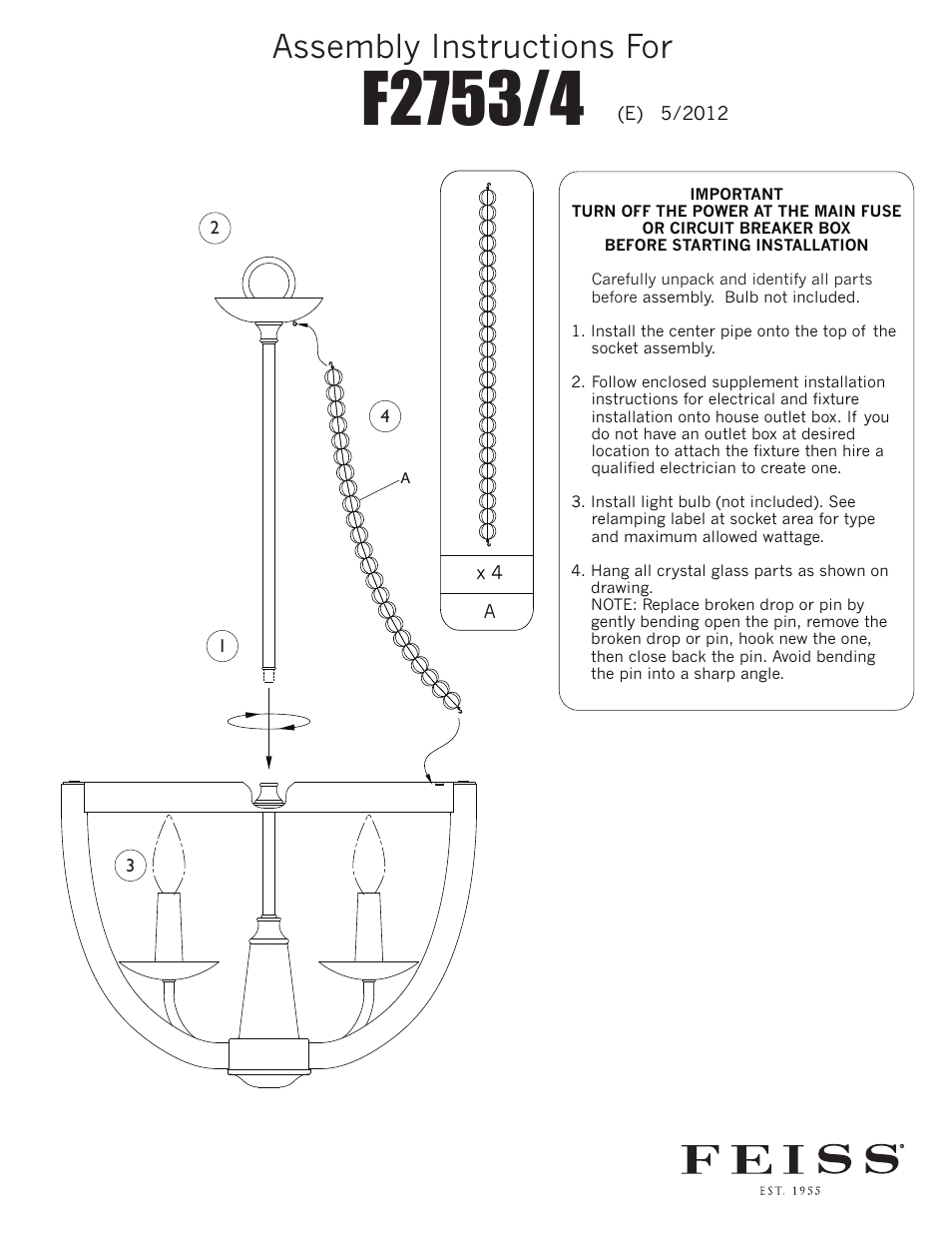 Feiss F2753 User Manual | 1 page