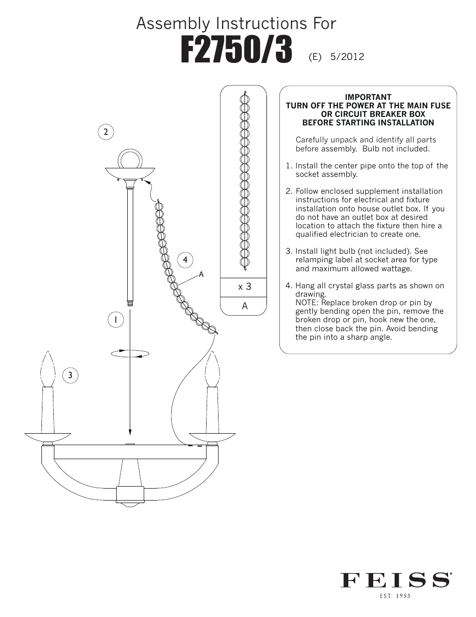 Feiss F2750 User Manual | 1 page