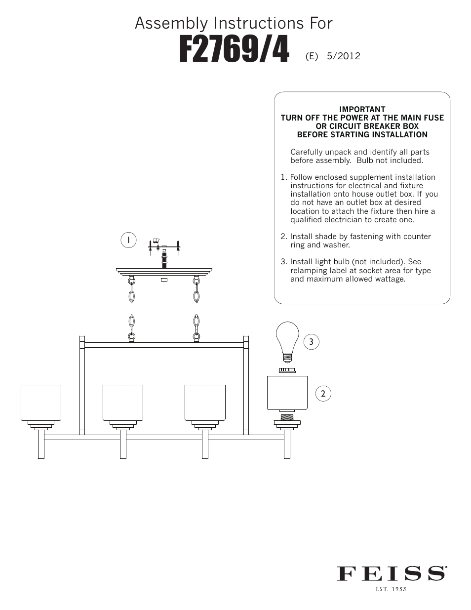 Feiss F2769 User Manual | 1 page
