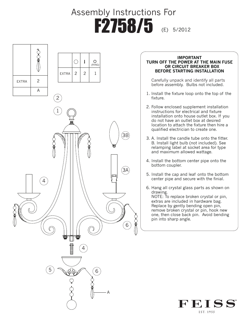 Feiss F2758 User Manual | 1 page