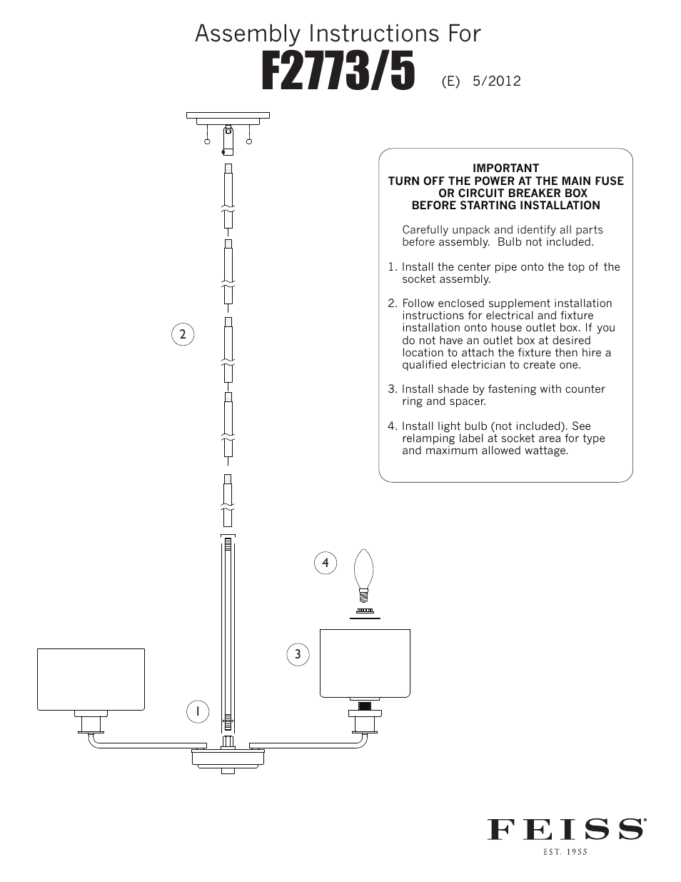 Feiss F2773 User Manual | 1 page