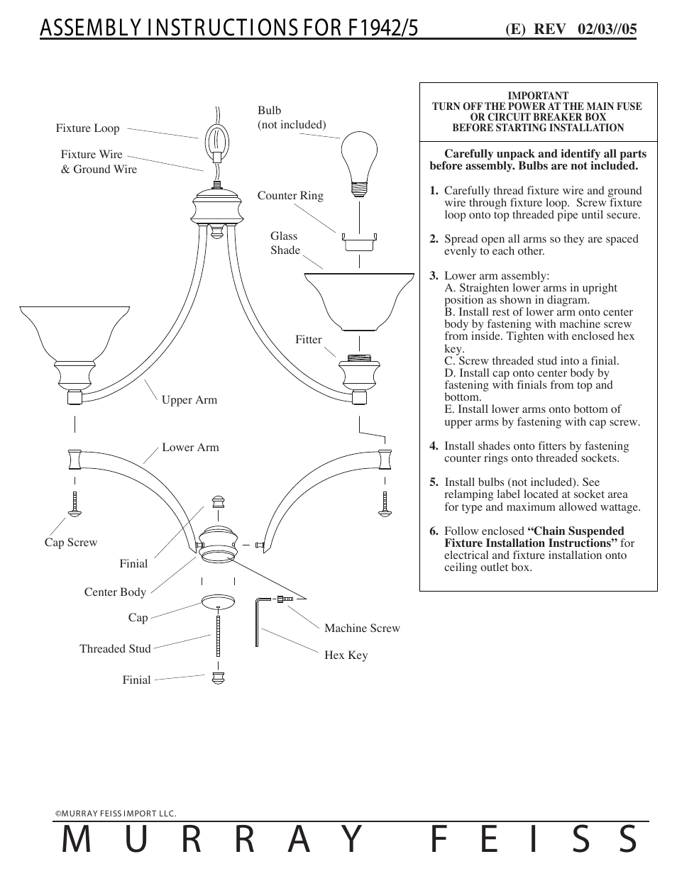 Feiss F1942 User Manual | 1 page