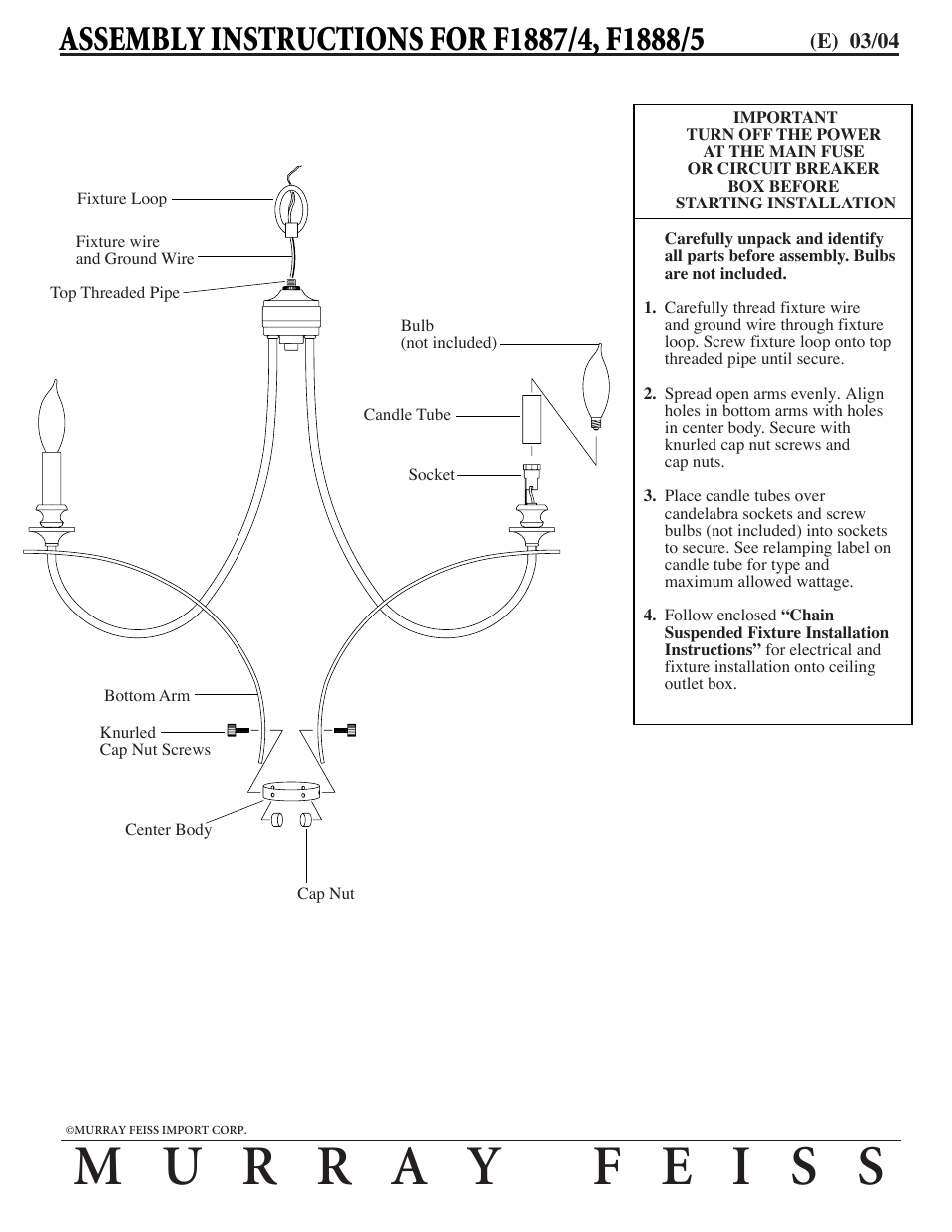 Feiss F1887 User Manual | 1 page