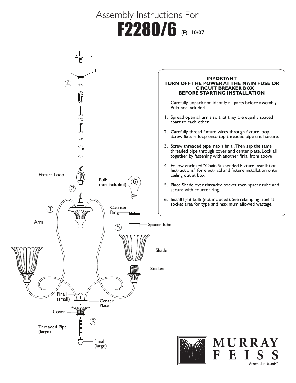 Feiss F2280 User Manual | 1 page
