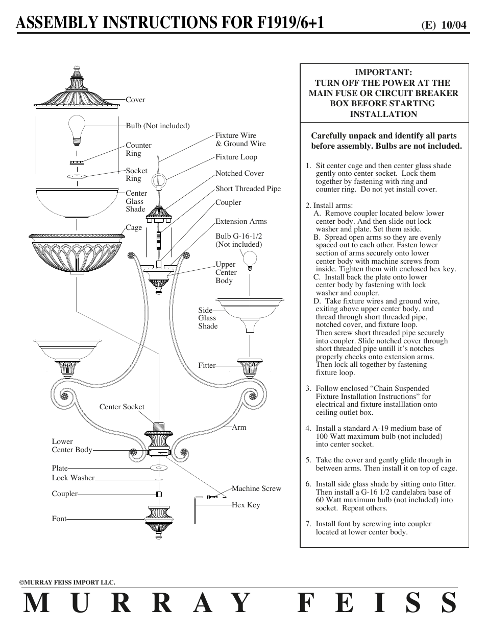 Feiss F1919-6+1 User Manual | 1 page