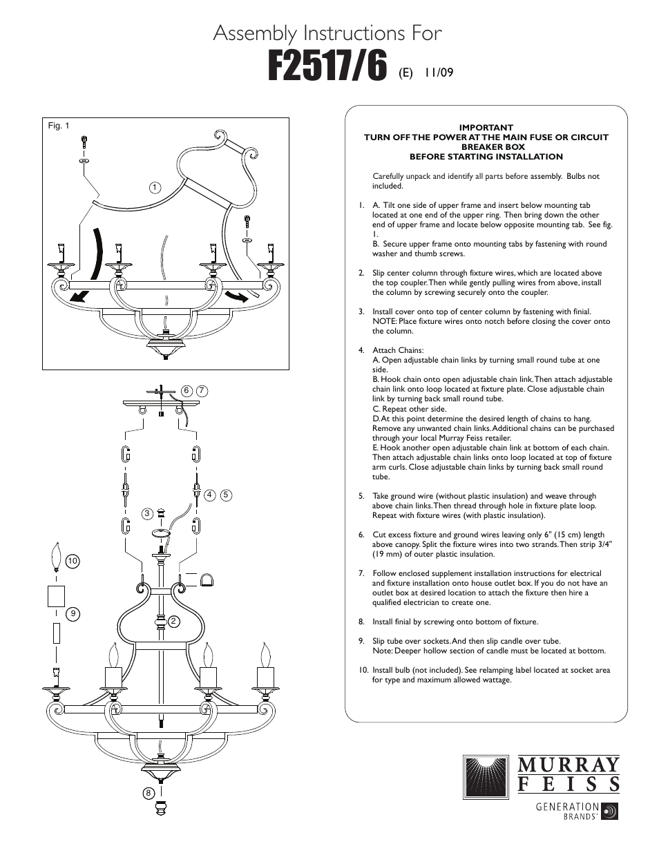 Feiss F2517 User Manual | 1 page