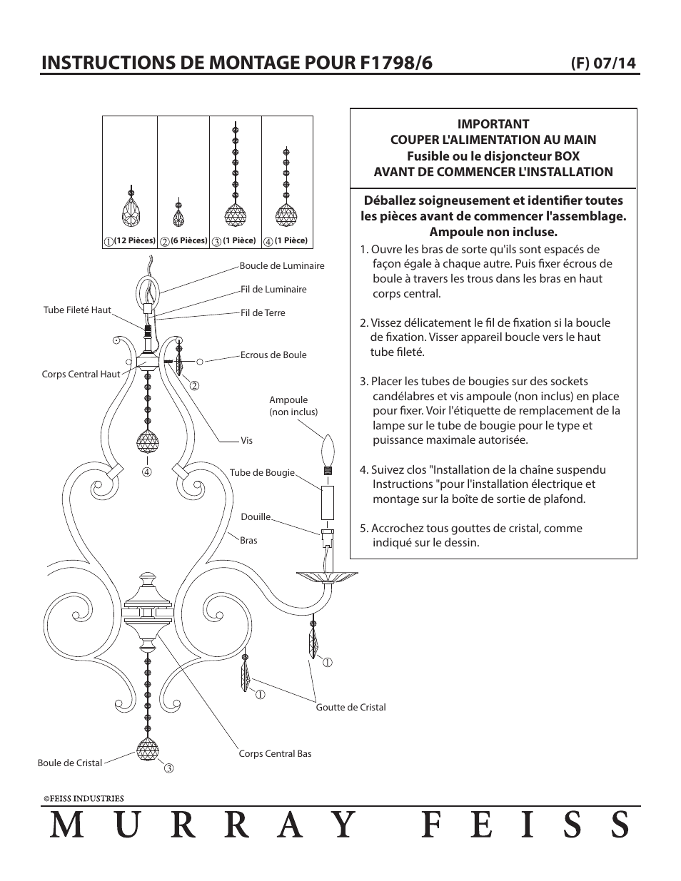 F) 07/14 | Feiss F1798 User Manual | Page 2 / 3