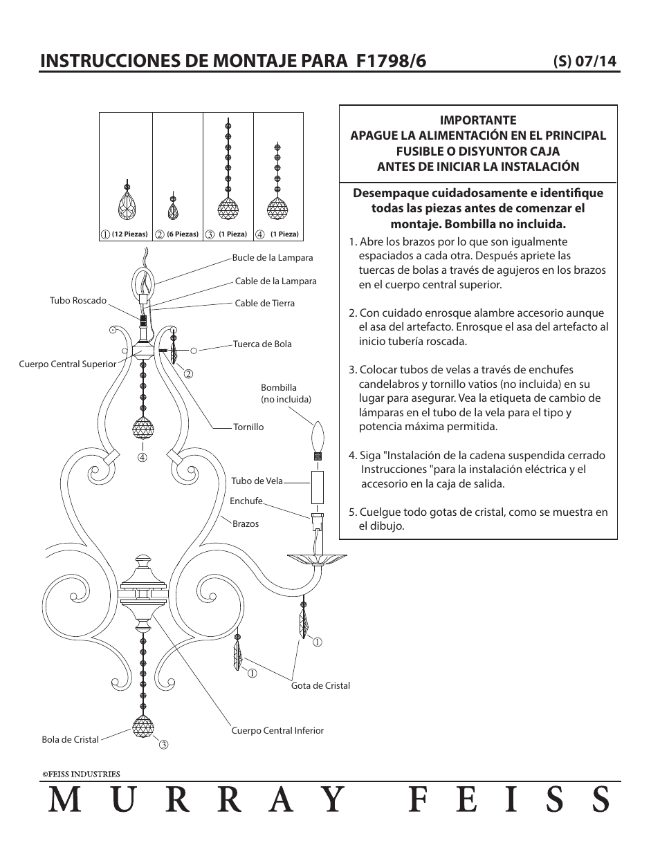 S) 07/14 | Feiss F1798 User Manual | Page 3 / 3