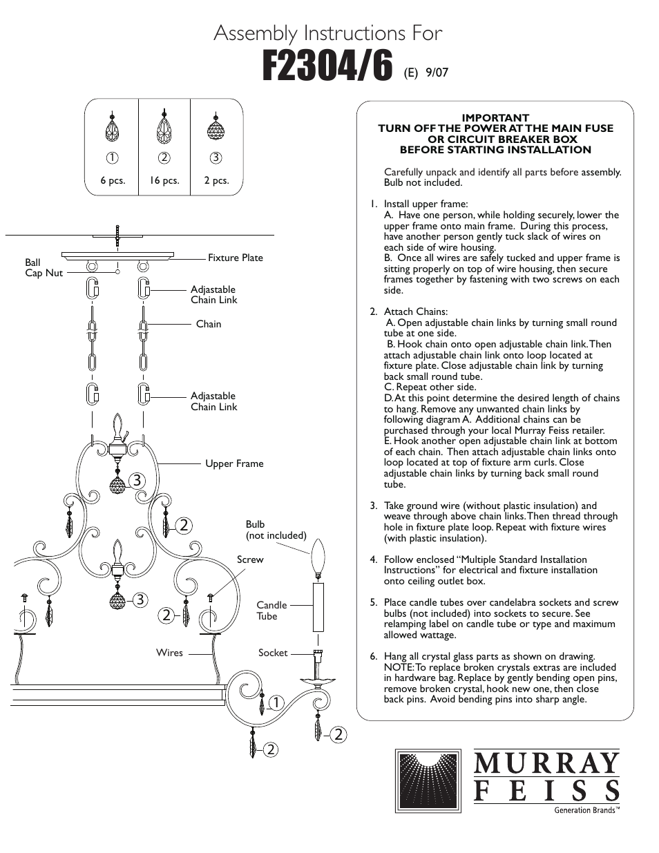 Feiss F2304 User Manual | 1 page
