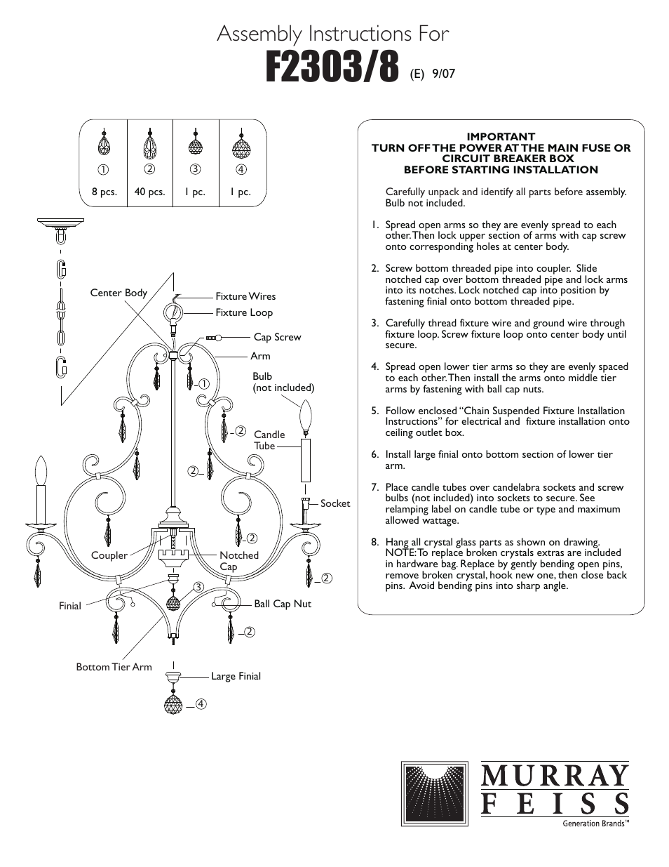 Feiss F2303 User Manual | 1 page