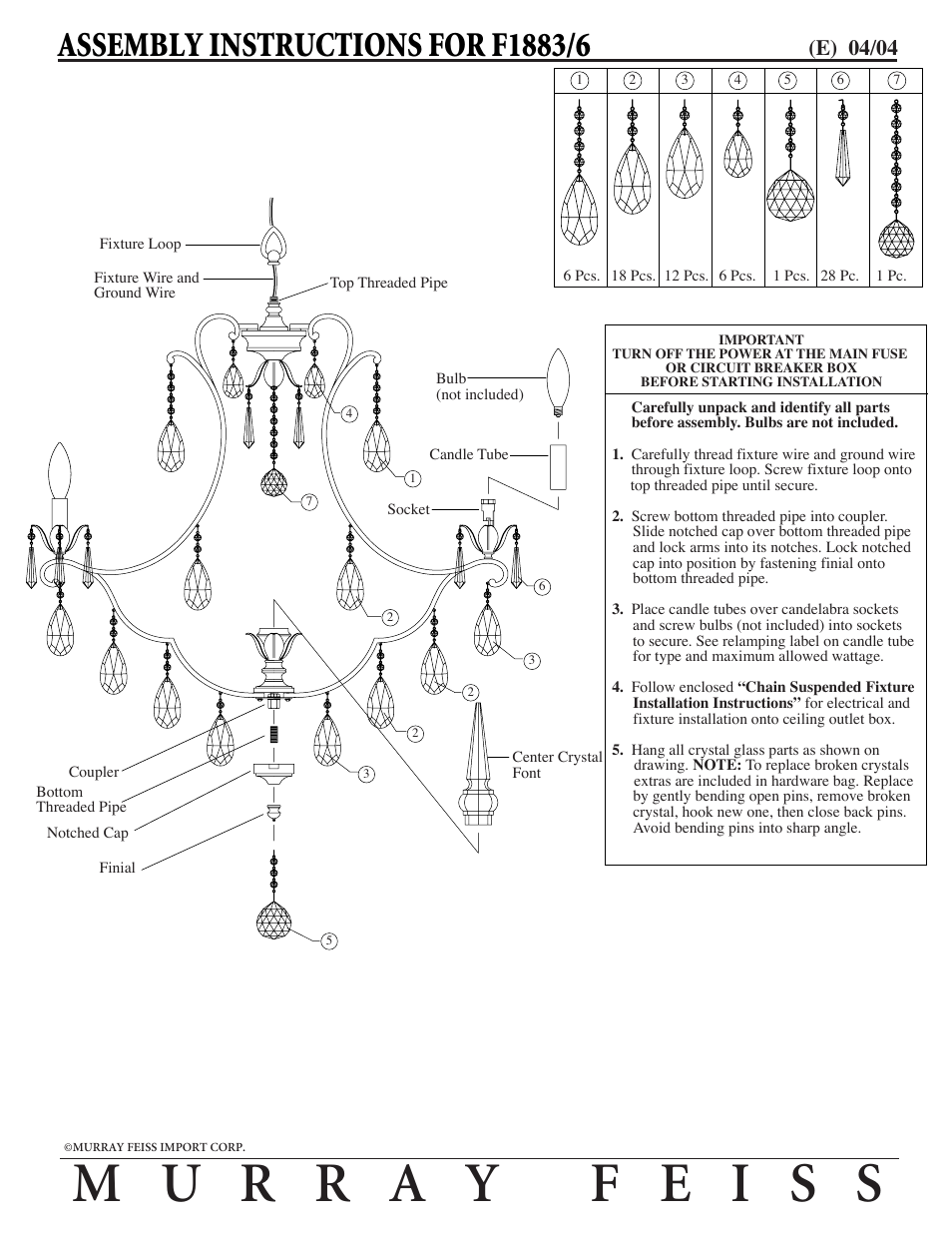 Feiss F1883 User Manual | 1 page