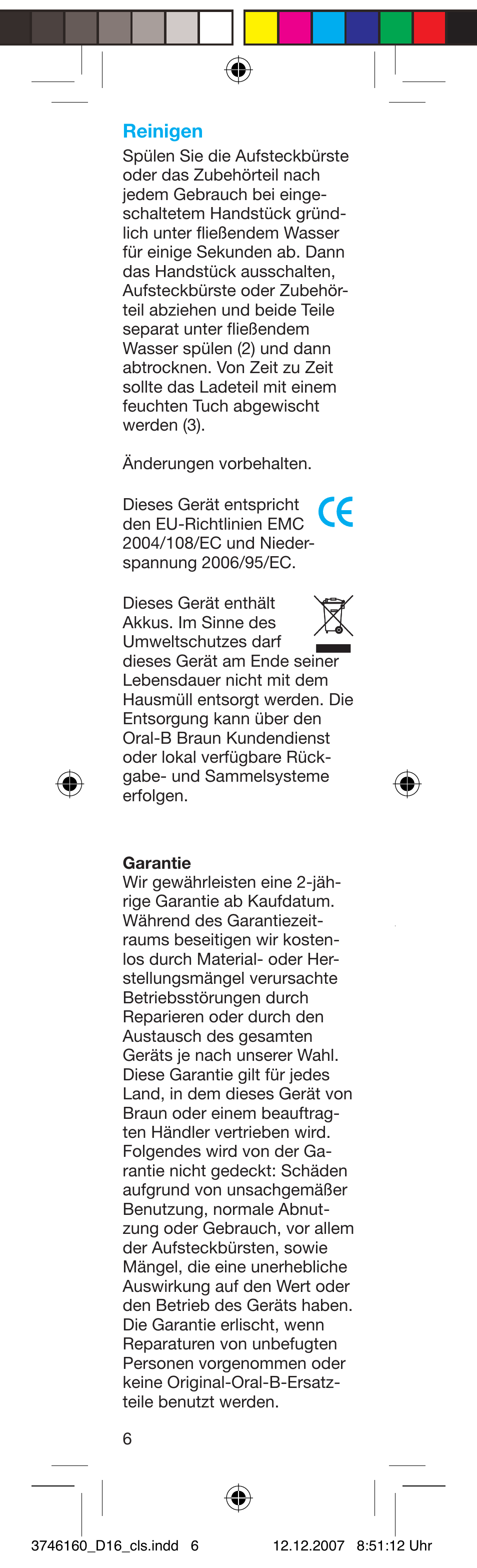 Reinigen | Braun 4729 Series User Manual | Page 7 / 26
