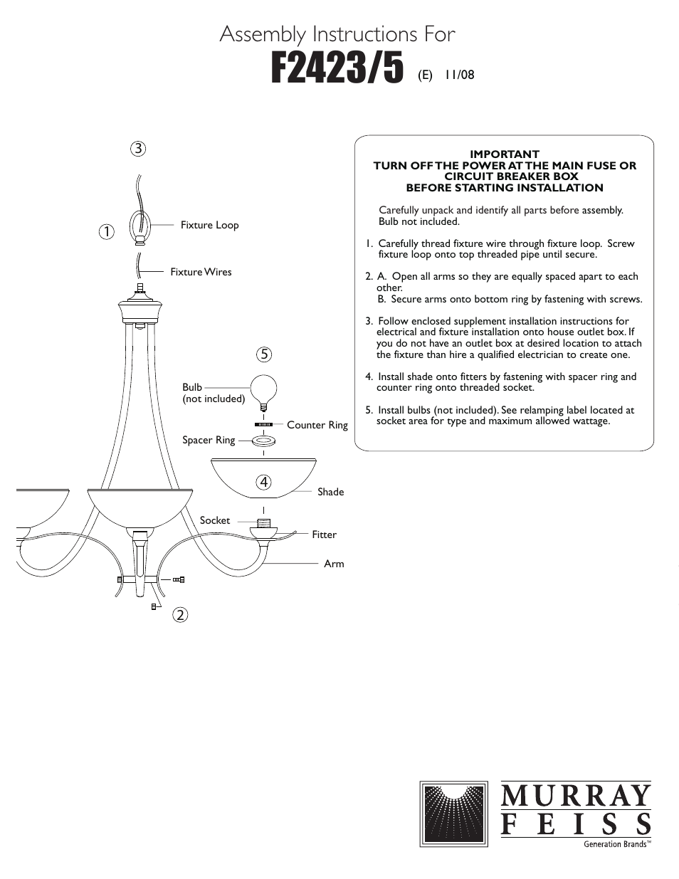 Feiss F2423 User Manual | 1 page