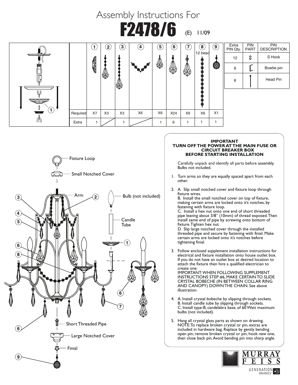 Feiss F2478 User Manual | 1 page