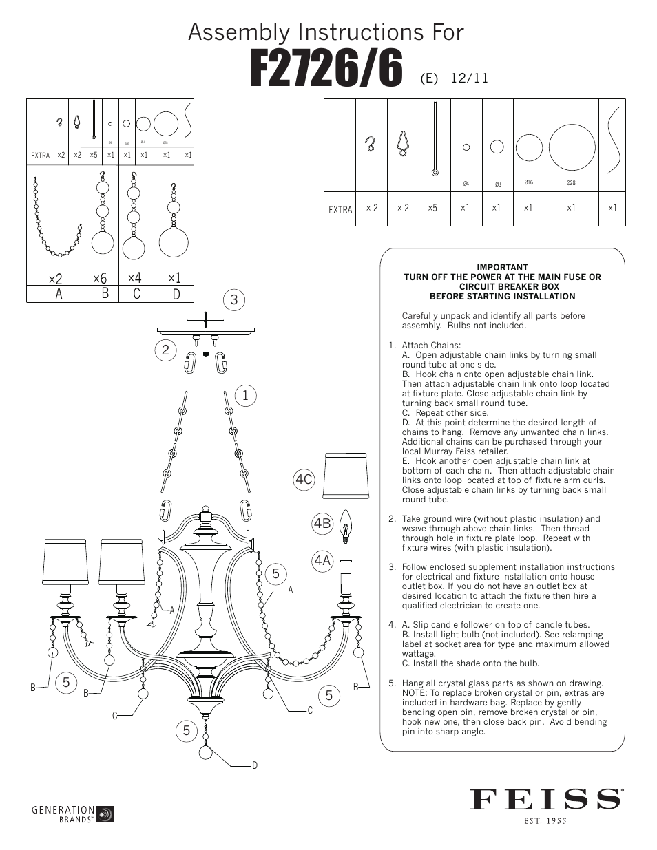 Feiss F2726 User Manual | 1 page