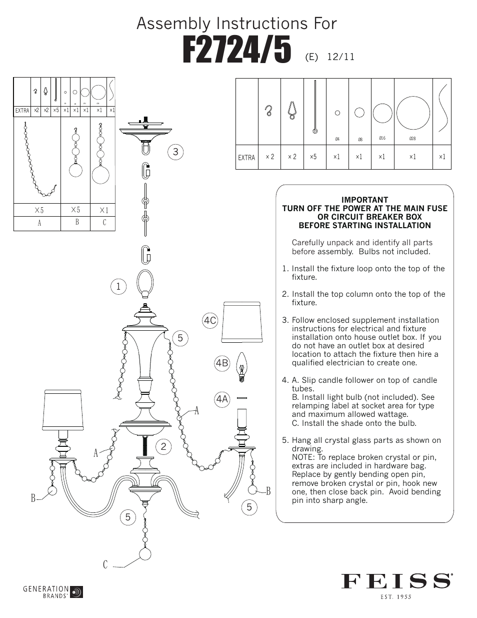 Feiss F2724 User Manual | 1 page