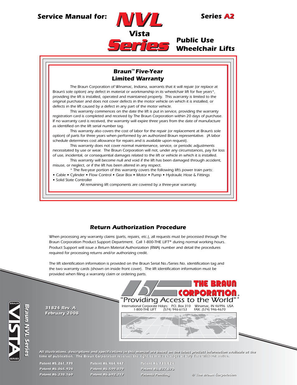 Hzg^zh, Vista, Public use wheelchair lifts | Braun VISTA A2 User Manual | Page 18 / 18