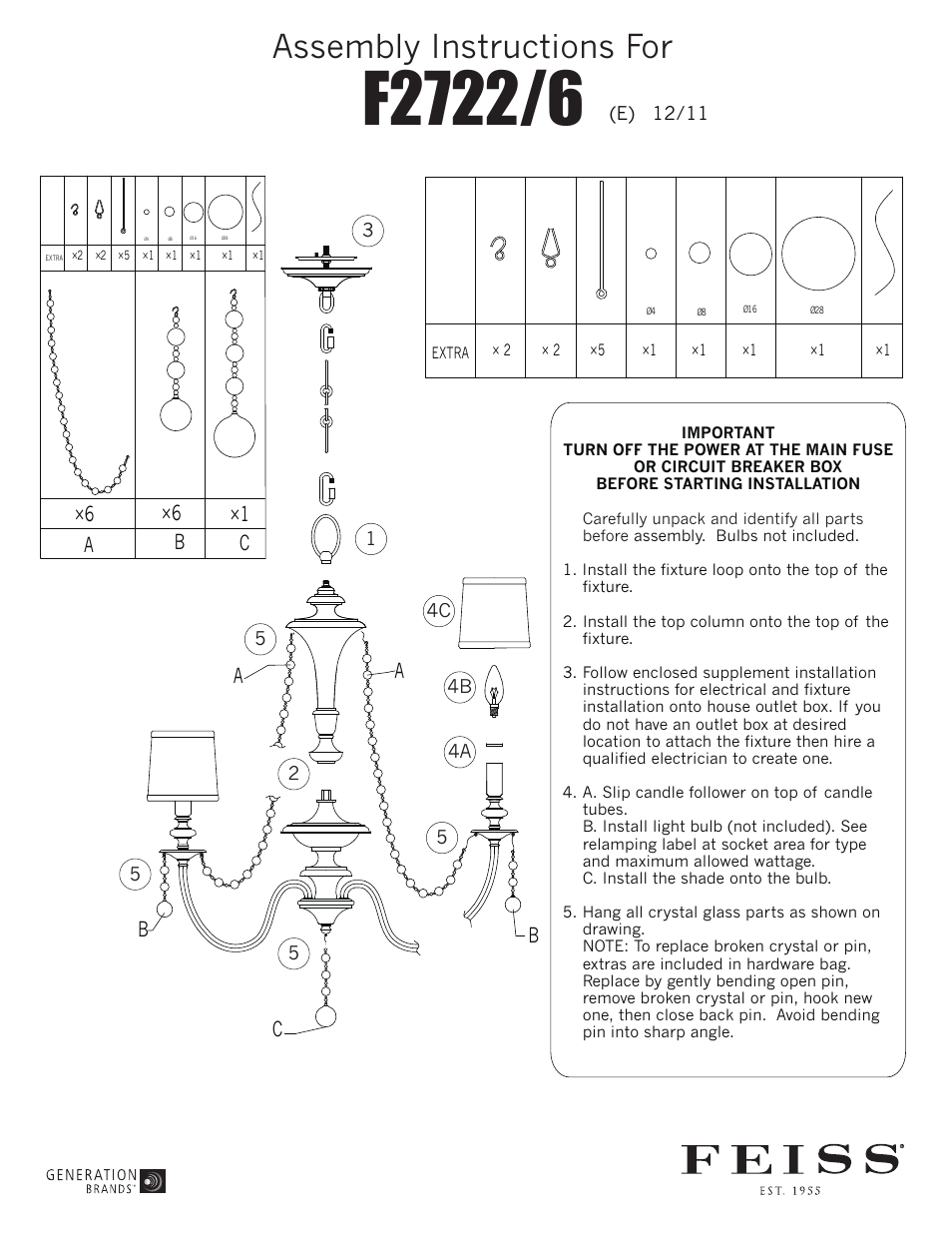 Feiss F2722 User Manual | 1 page