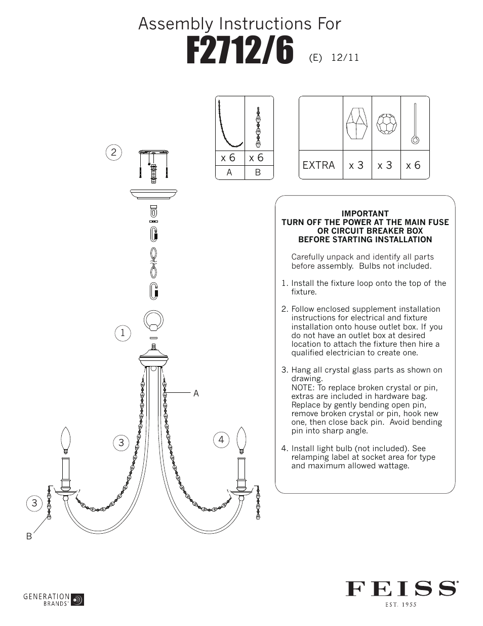 Feiss F2712 User Manual | 1 page