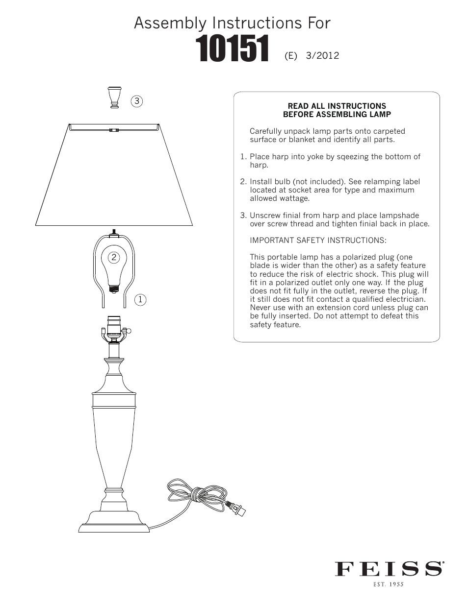 Feiss 10151 User Manual | 1 page