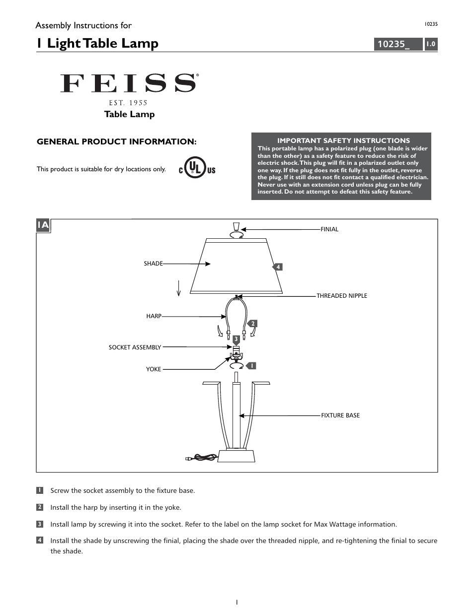 Feiss 10235 User Manual | 4 pages
