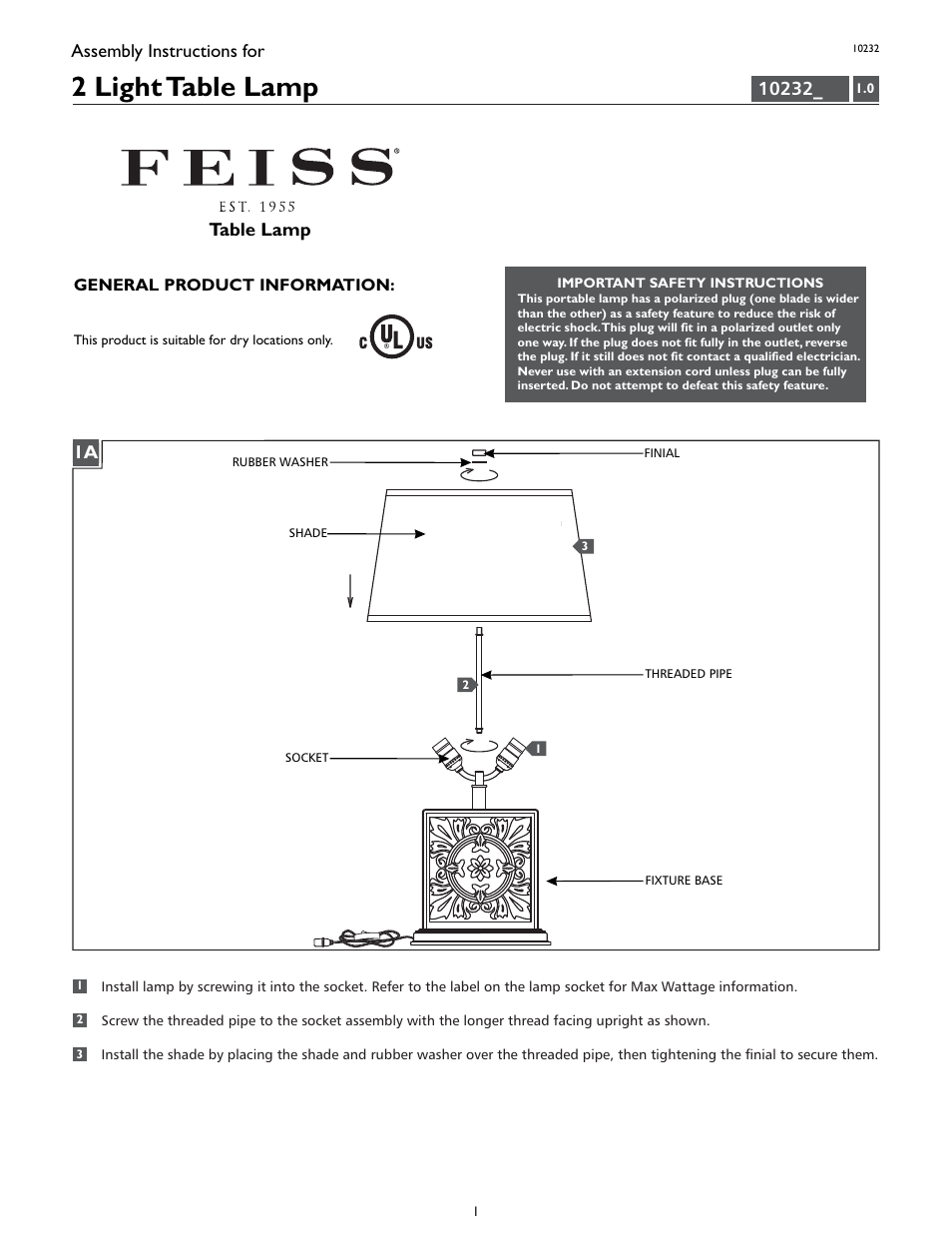 Feiss 10232 User Manual | 4 pages
