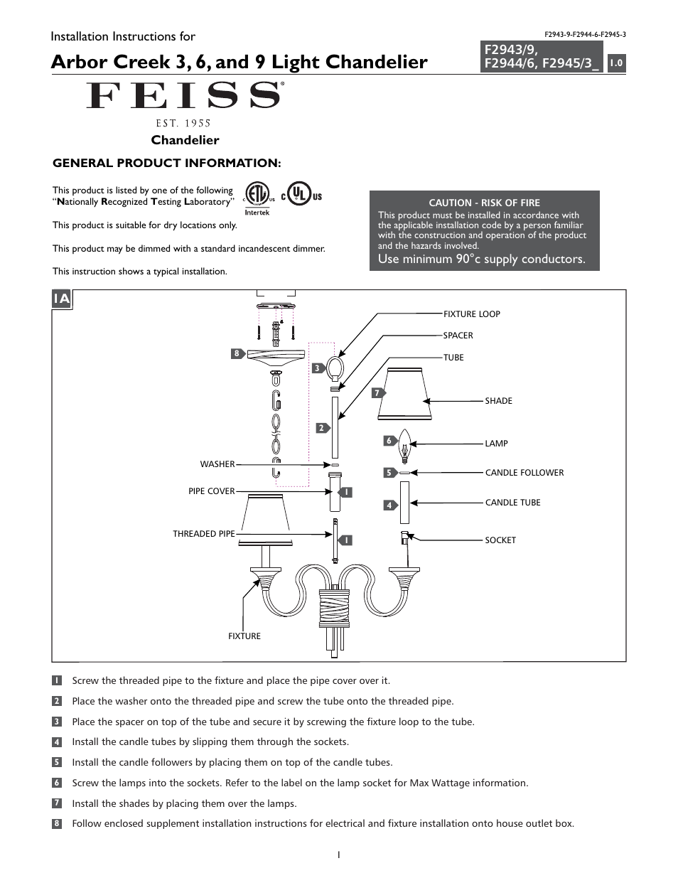 Feiss F2945-3 User Manual | 4 pages