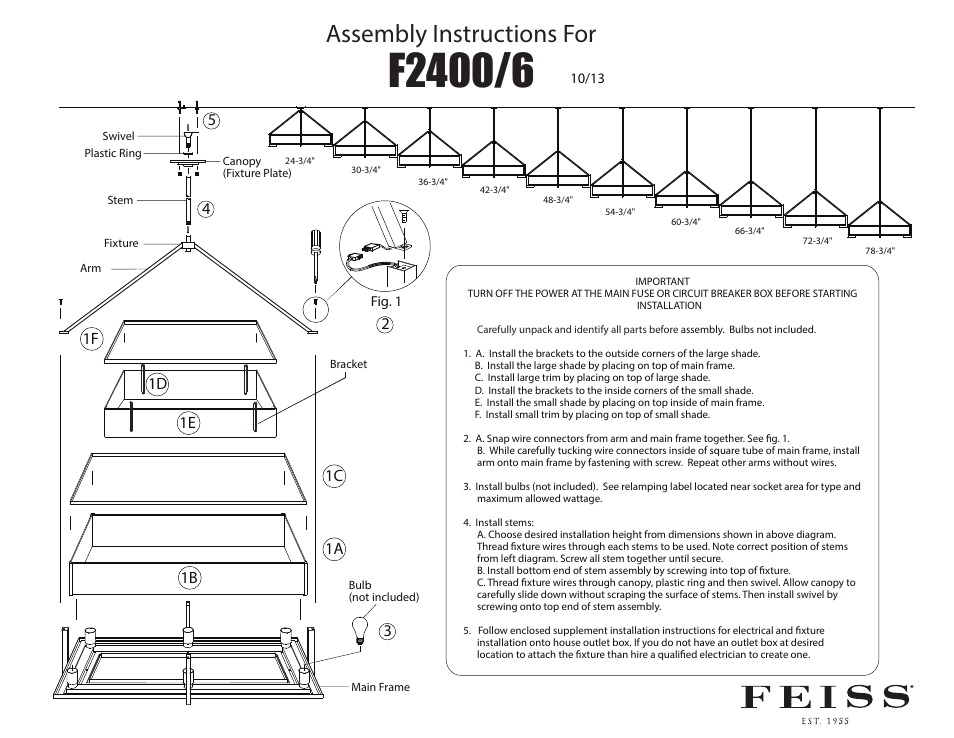 Feiss F2400-6 User Manual | 1 page