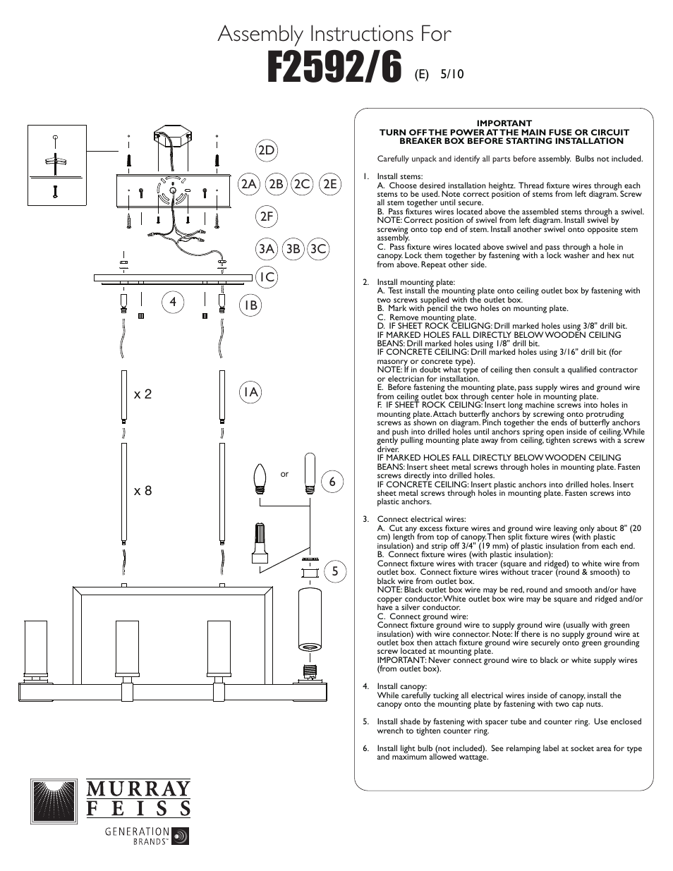 Feiss F2592-6 User Manual | 1 page