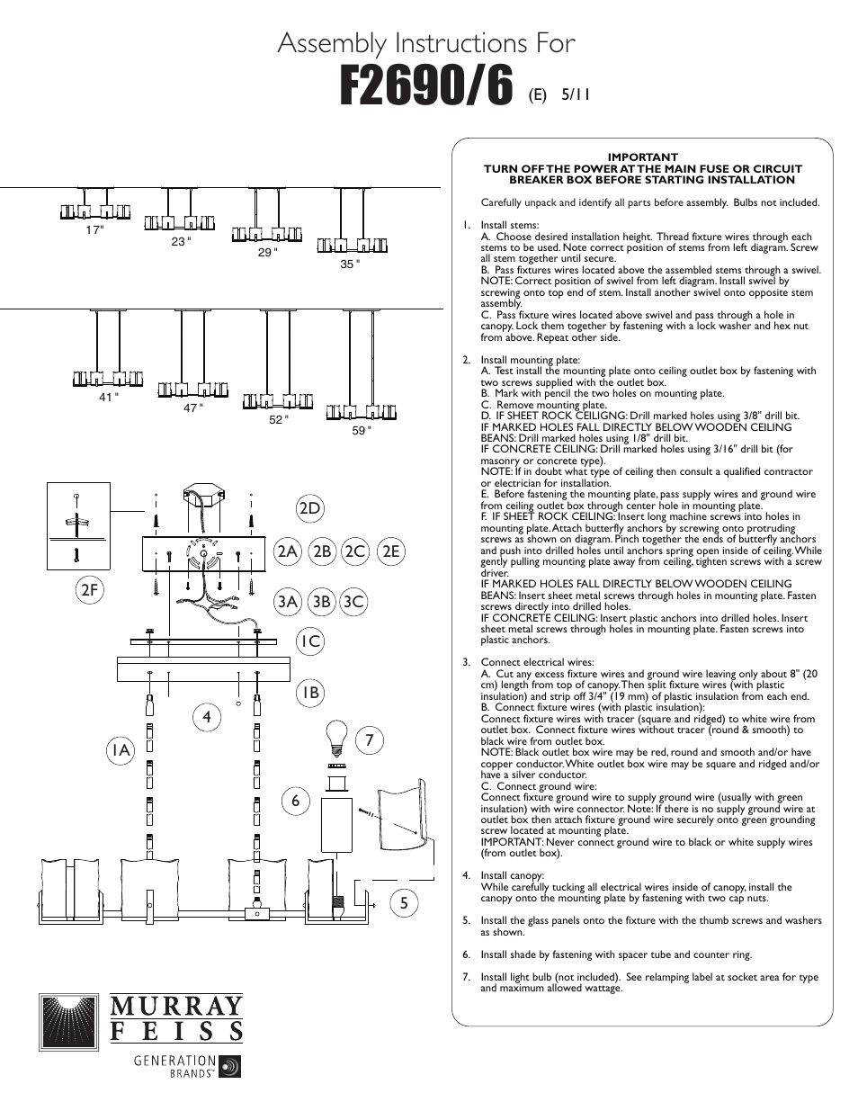 Feiss F2690-6 User Manual | 1 page