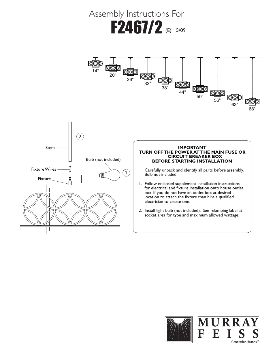 Feiss F2467-2 User Manual | 1 page